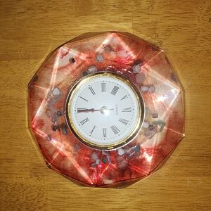 Red Geometric Crystal Wall Clock